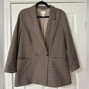 H&M Brown Plaid Blazer